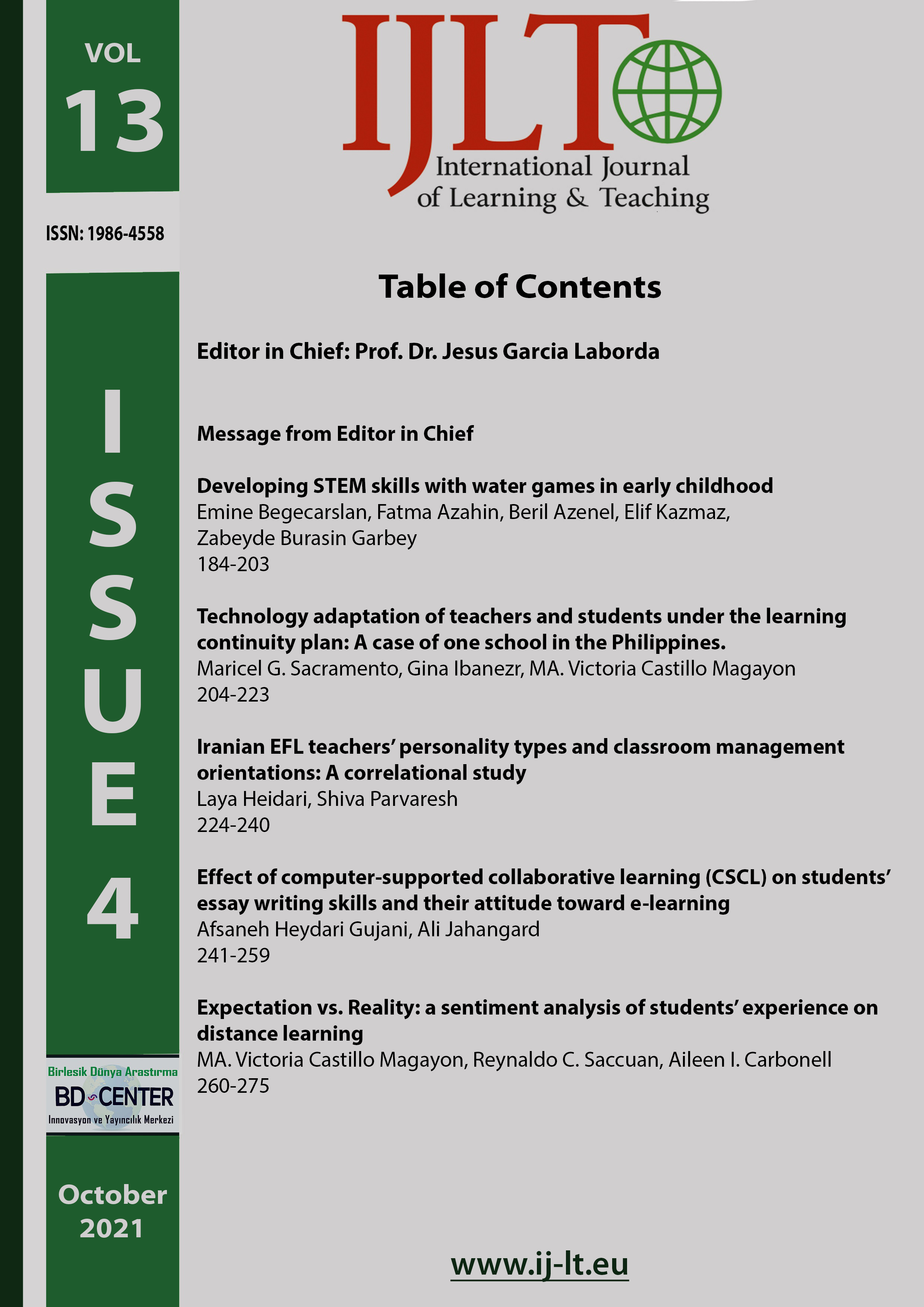 International Journal of Learning and Teaching